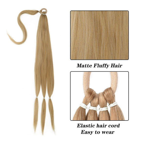 Synthetic Long Braided Ponytail Hair Extensions for Women Pony Tail with Hair Rope High Temperature Fiber