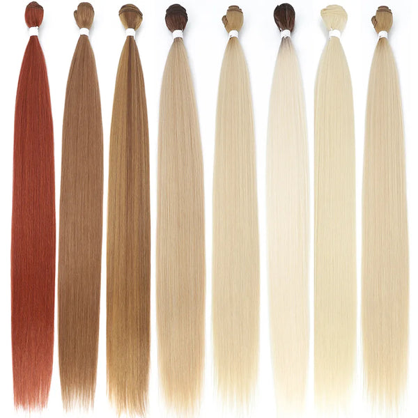 Bone Straight Hair Bundles Natural Hair Extensions Fake Fibers Super Long Synthetic