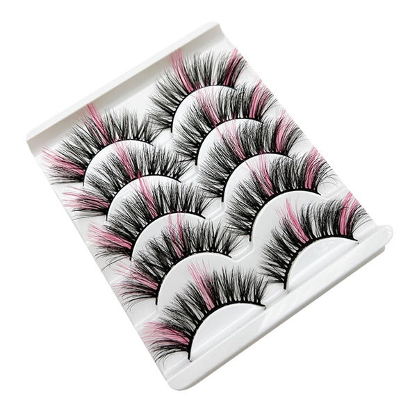 3d Mink Lashes 5 Pair Colored Lashes 100% Fluffy Mink Lashes Mix Colored Eyelashes