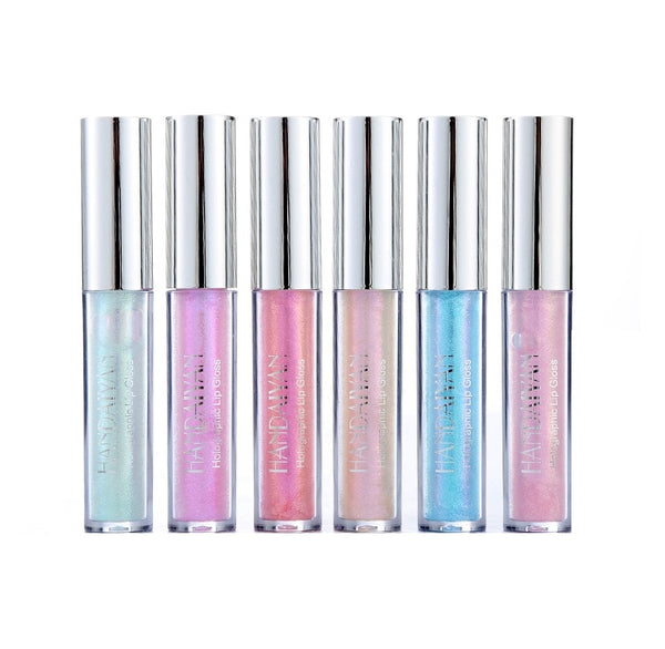  A vibrant collection of 6 chrome lip glosses in various colors.