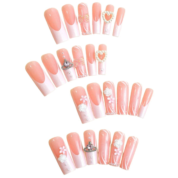 24PCS False nails DIY pearls