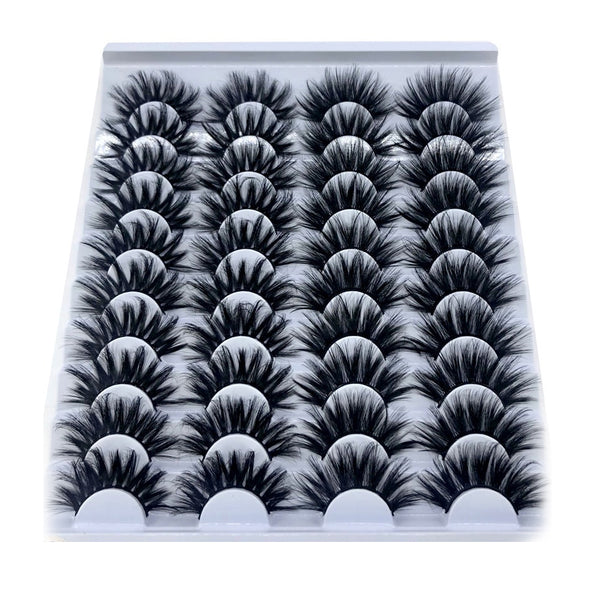 20 Pairs 18-25 mm 3d Mink Lashes Bulk Faux Thick Long Wispy Natural Mink Lashes Pack Natural False Eyelashes