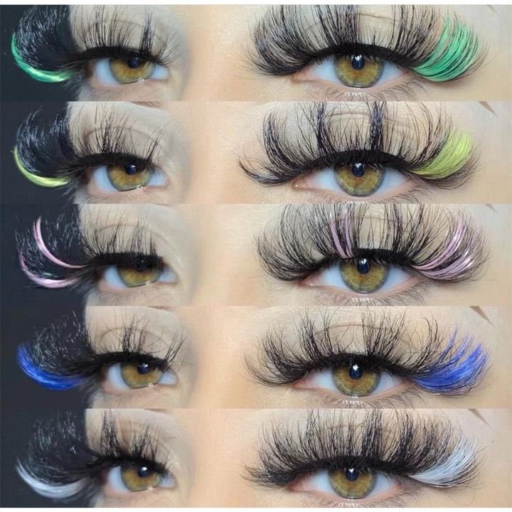 A collection of diverse colored eyelashes showcasing a variety of vibrant hues.